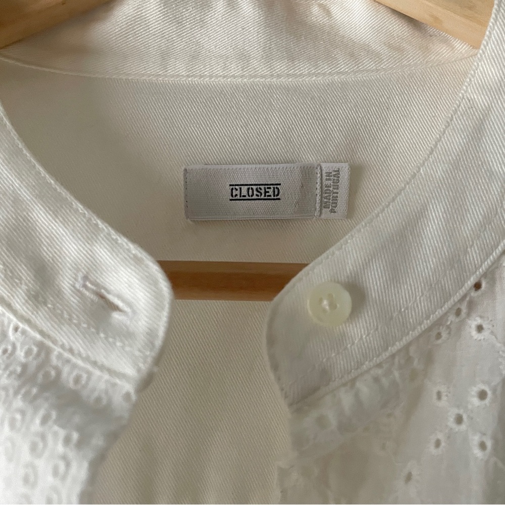 Closed, Nwot Eyelet Patchwork Button Down. White,… - image 6